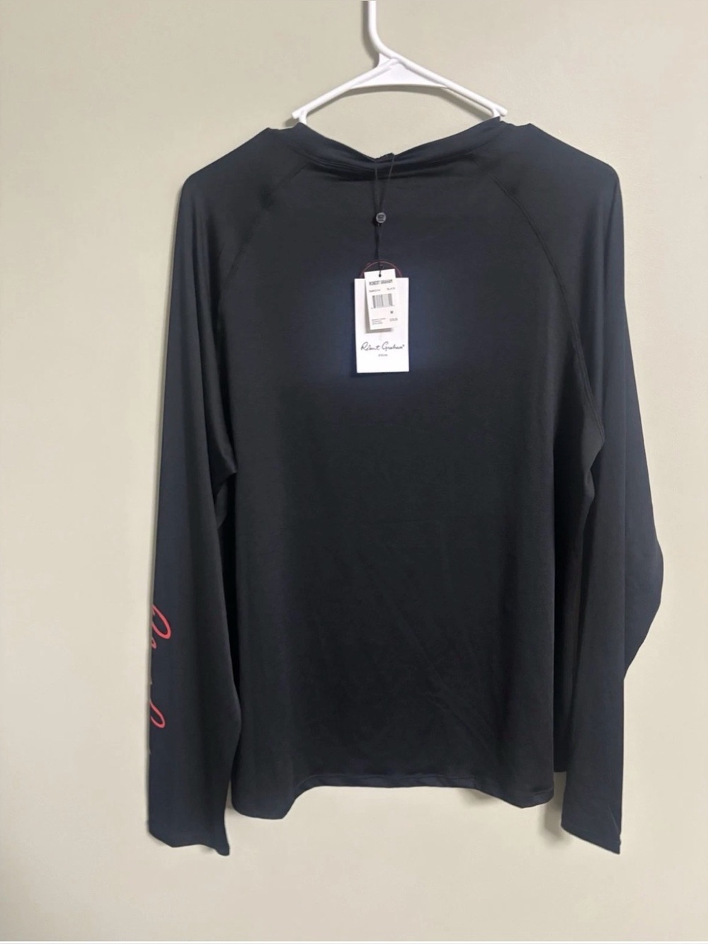 Robert Graham Shirt Mens Medium Black UPF 50+ Long Sleeve Rashguard Beach New